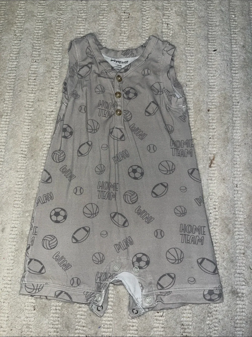 Baby Sprouts Gray Sports-Print Sleeveless Baby One-Piece